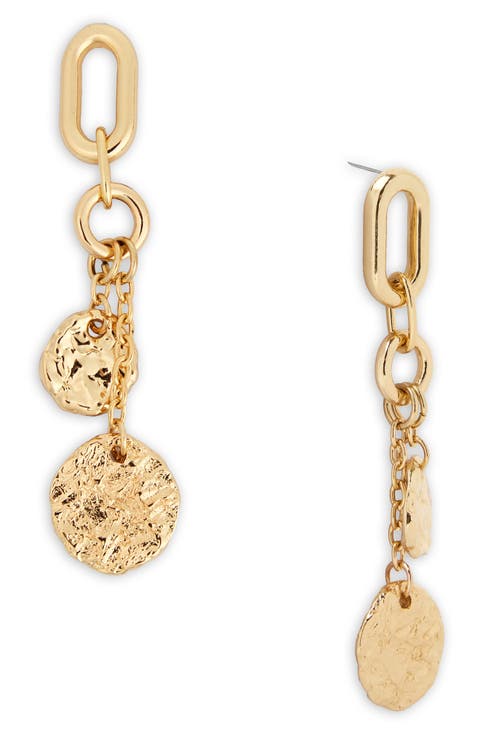 Hammered Disc Drop Earrings