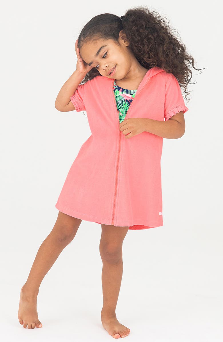RuffleButts Terry Cloth Swim Cover-Up, Alternate, color, Pink