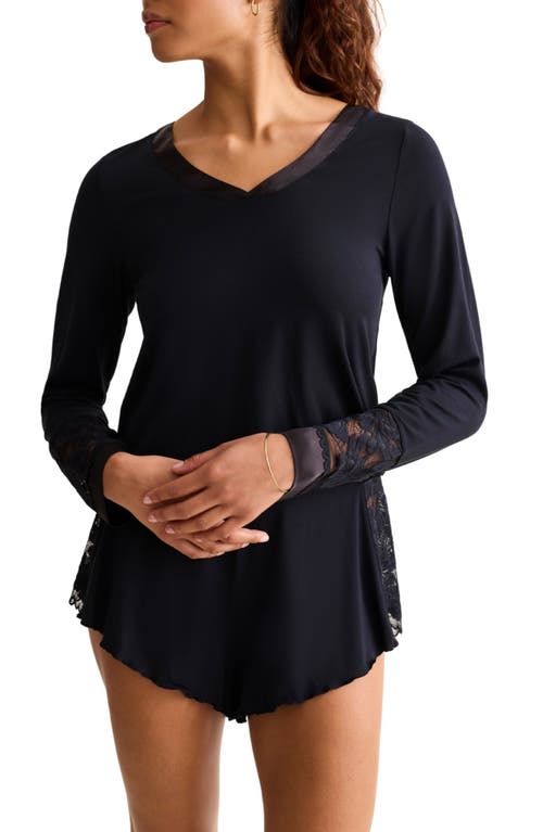 Fleur't Parisian Nights Lace Trim Short Pajamas In Blue