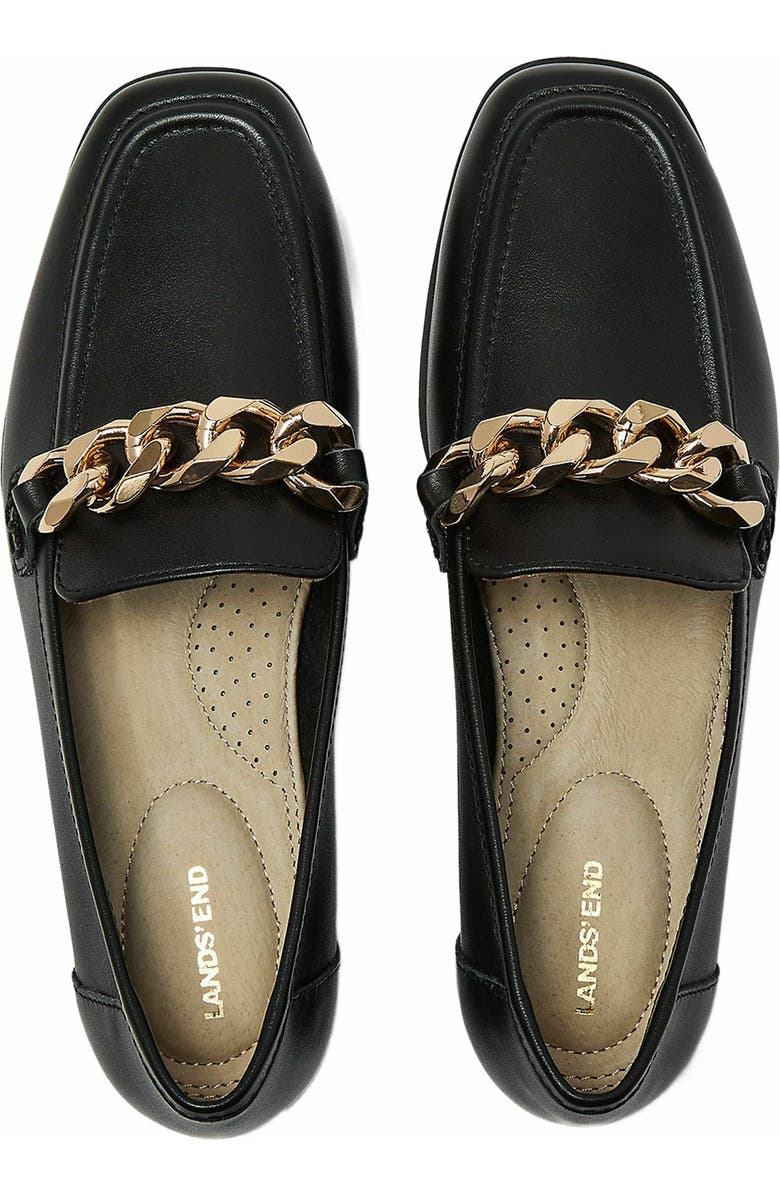 Lands' End Chain Leather Loafers, Main, color, Black Leather