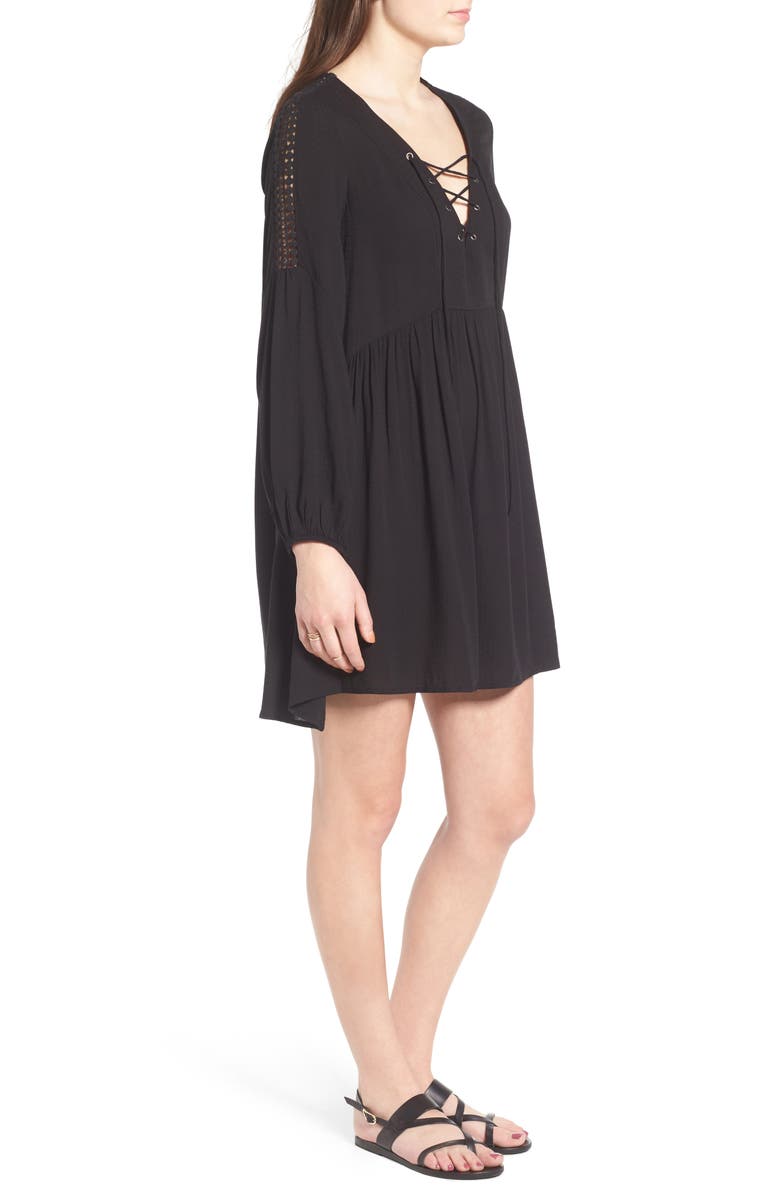 All in Favor Lace-Up Babydoll Dress, Alternate, color,