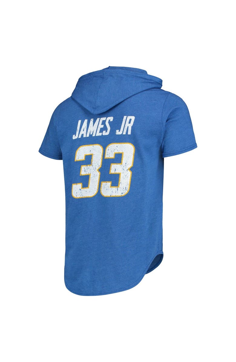 Majestic Threads Men's Majestic Threads Derwin James Jr. Heathered Powder Blue Los Angeles Chargers Player Name & Number Tri-Blend Hoodie T-Shirt, Alternate, color, 