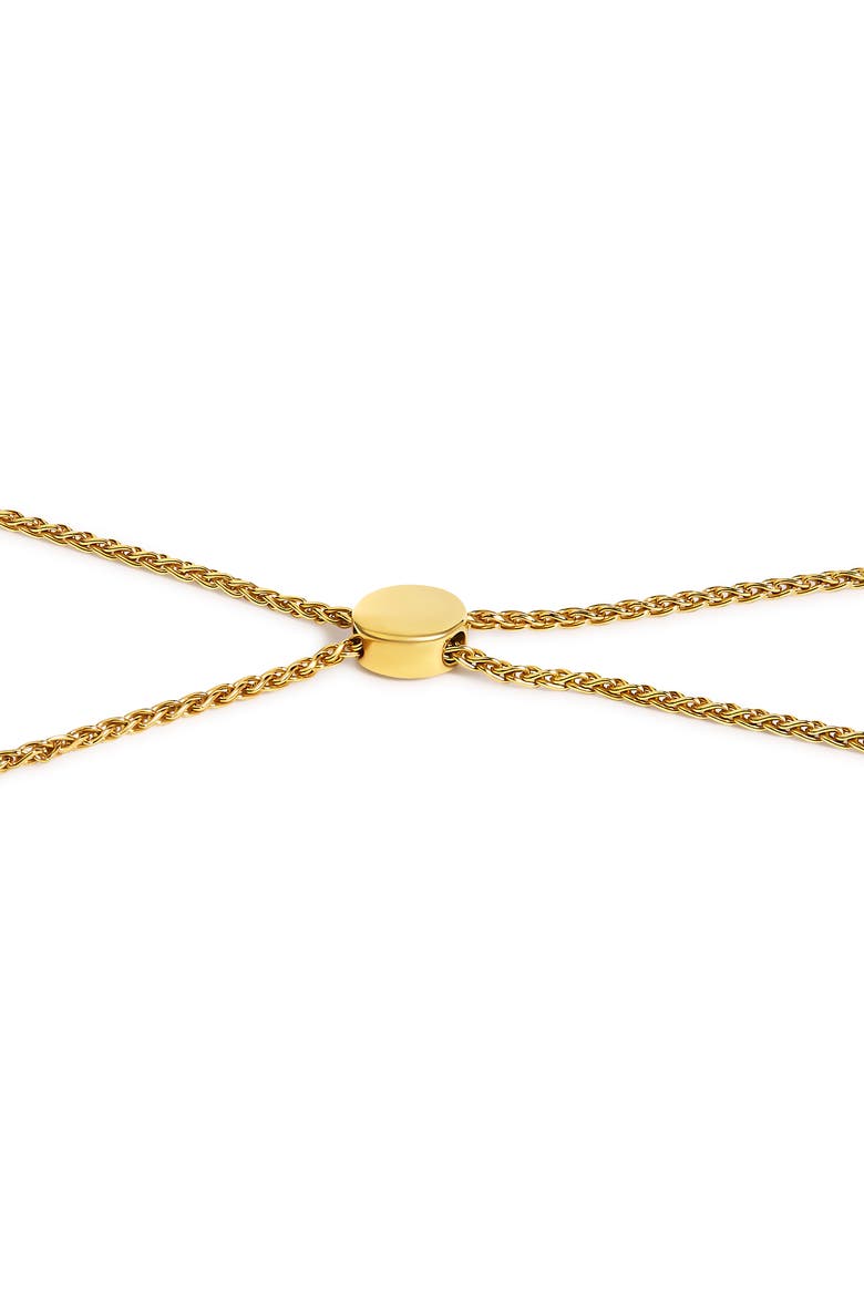 Silver Diamond Accent Heart and Wave Link Bolo Bracelet, Alternate, color, Yellow Gold over Silver