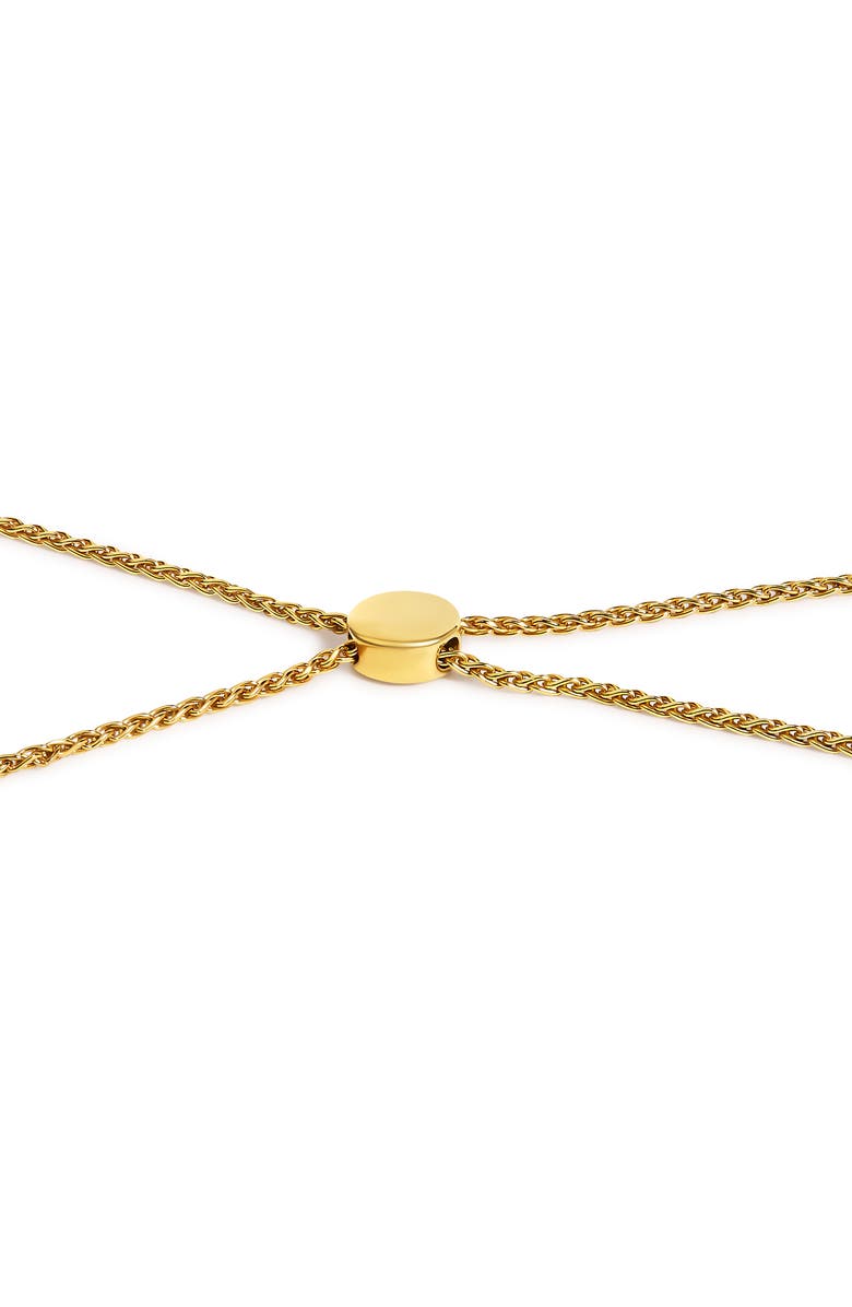 Haus of Brilliance Silver Diamond Accent Heart and Wave Link Bolo Bracelet, Alternate, color, Yellow Gold Over Silver