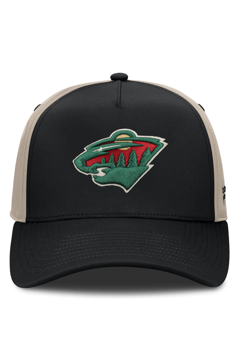 Men's Fanatics Black/Tan Minnesota Wild 2026 Stanley Cup Playoffs Locker Room Adjustable Hat, Alternate, color, Black