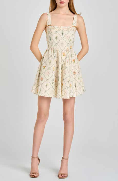 Amelia Floral Print Linen Blend Sundress