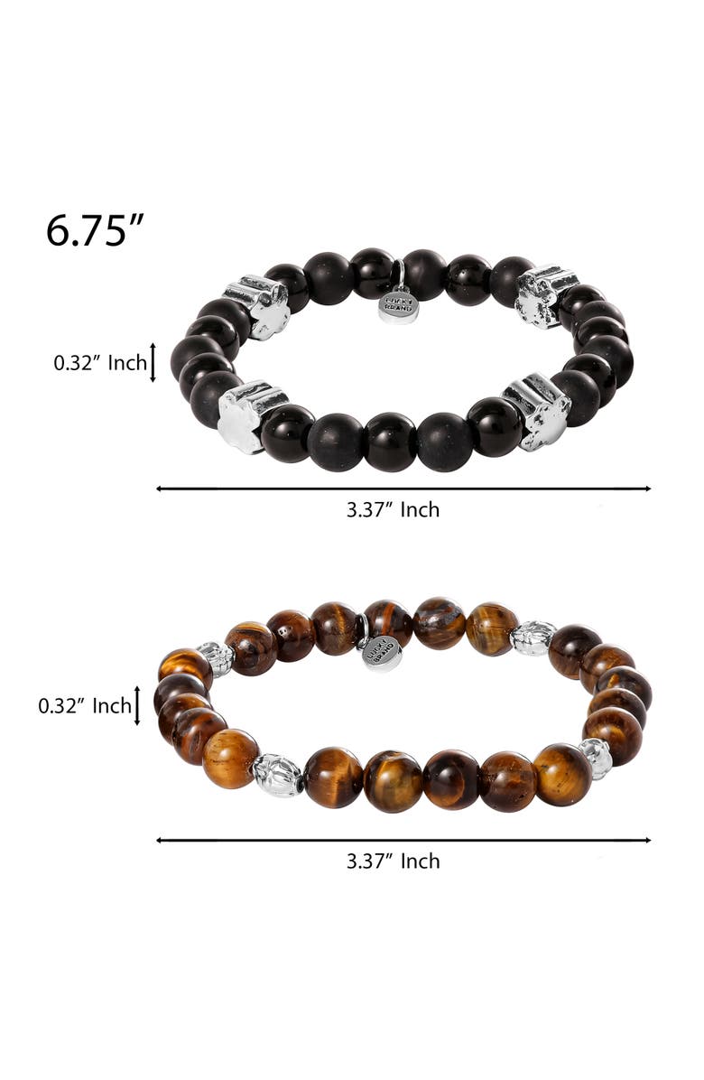 Lucky Brand Stretch Stone Bracelet Set, Alternate, color, Black, Brown