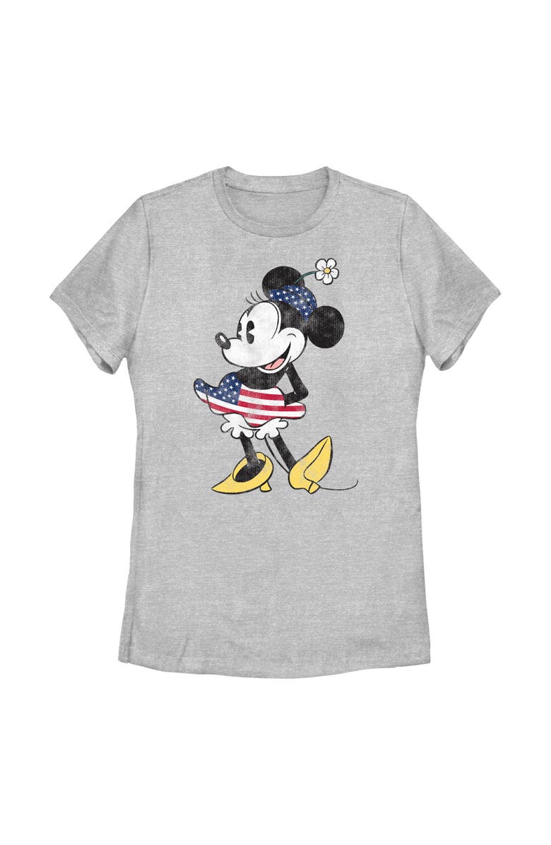 Minnie Mouse Women's Minnie Mouse Patriotic Fourth of July Outfit Graphic T-Shirt, Main, color, Athletic Heather