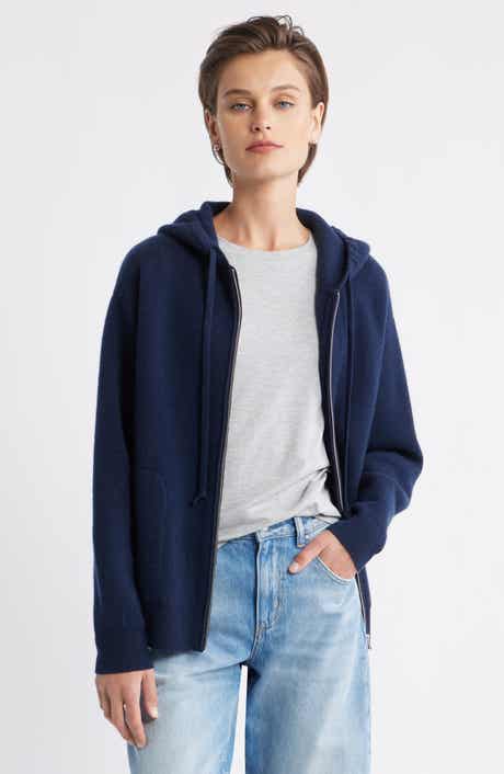 Nordstrom Wool Blend Zip Hoodie Cardigan