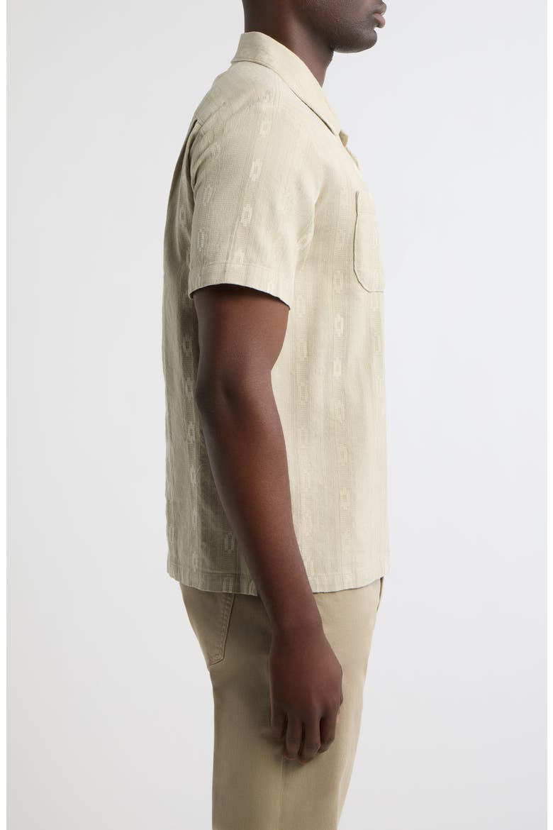 Breezy Patterned Cotton Camp Shirt, Alternate, color, MOSS