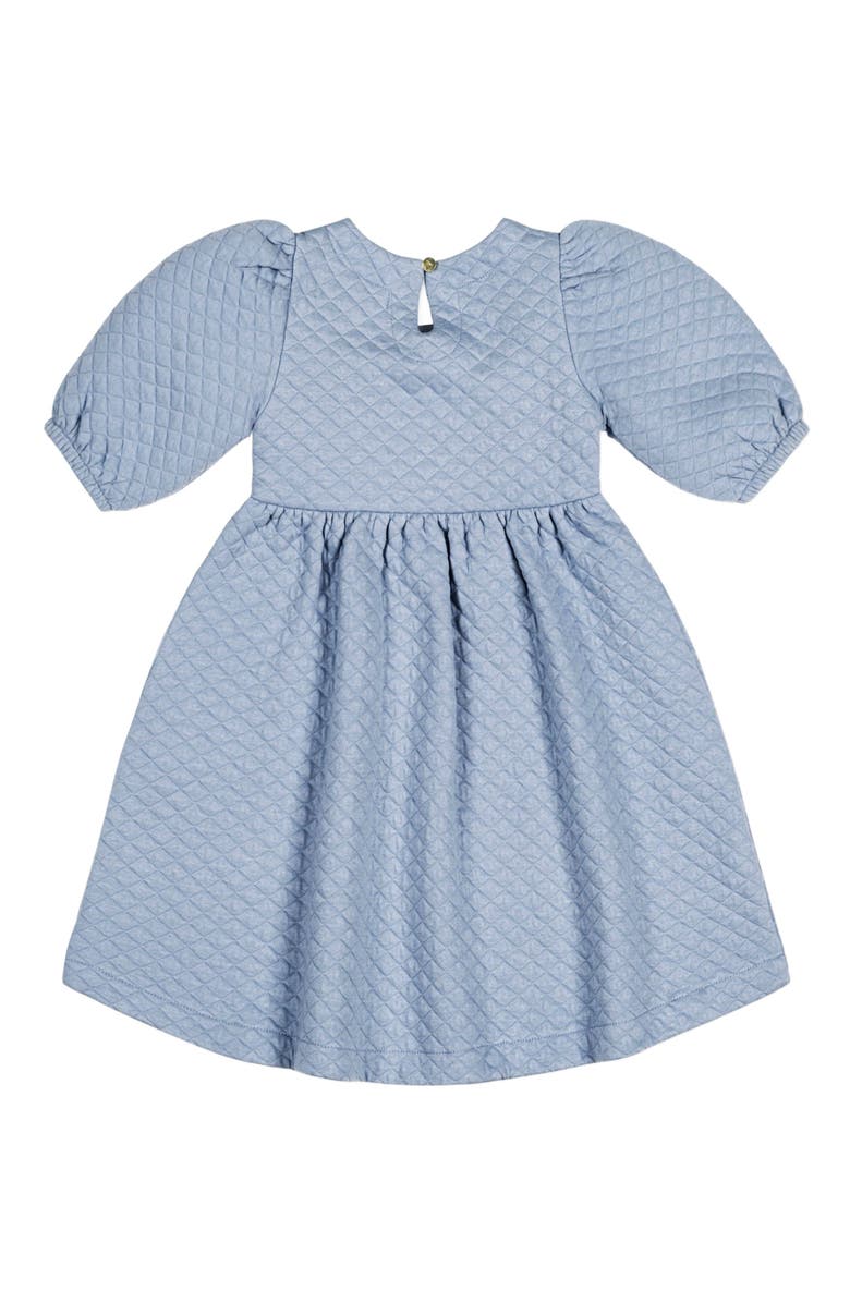 Hope & Henry Girls' Quilted Puff Sleeve Dress, Kids, Alternate, color, Dusty Blue Quilted