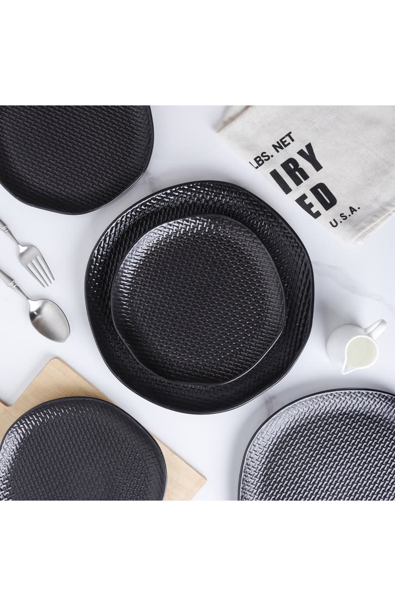 Stone Lain Abigael Stoneware 4-Piece Dinner Plate Set, Alternate, color, Black