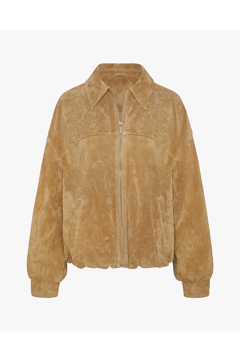 Premium Suede Bomber Jacket, Alternate, color, TAN