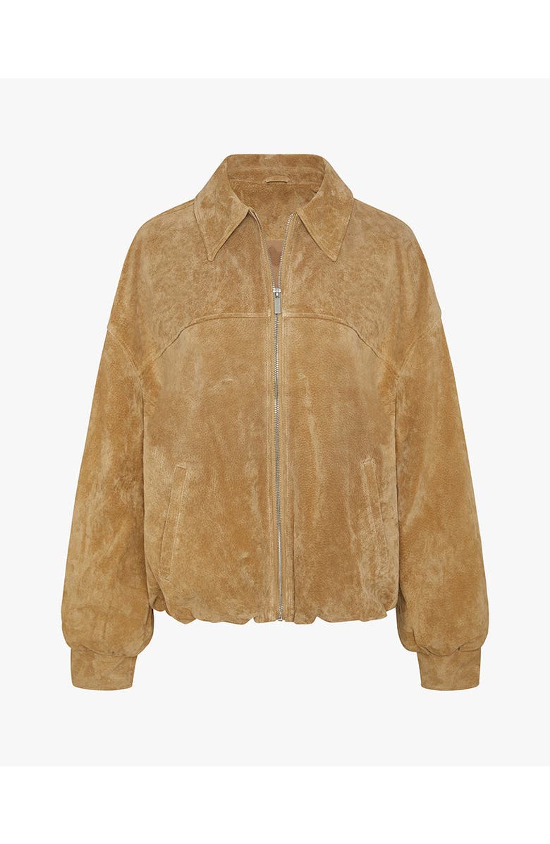 WeWoreWhat Premium Suede Bomber Jacket, Alternate, color, Tan