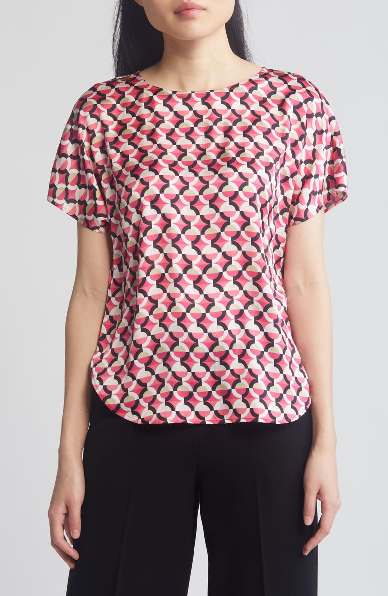 Anne Klein Bateau Neck Short Sleeve Top, Main, color, 