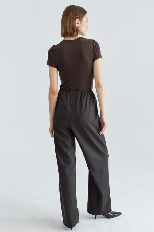 Almina Concept Short Sleeve Knit Top In Brown