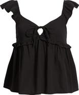 BP. Tie Front Flutter Sleeve Babydoll Top