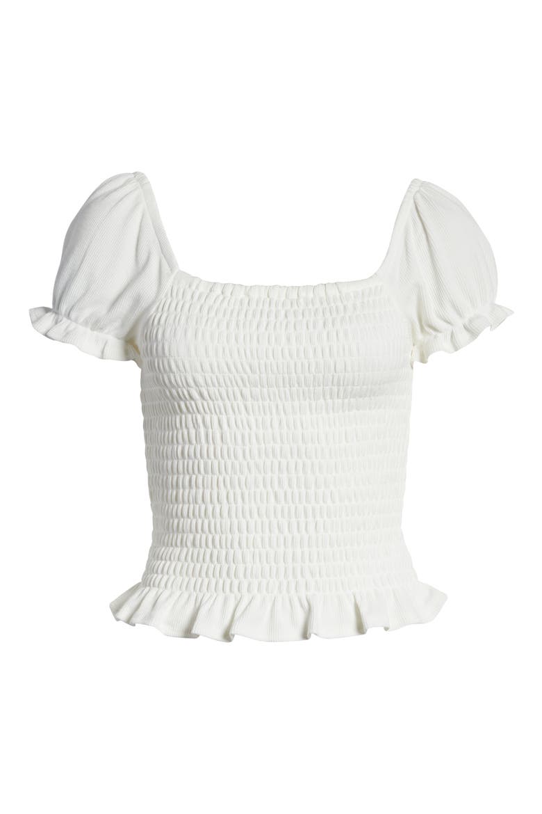 Smocked Puff Sleeve Top, Alternate, color, IVORY