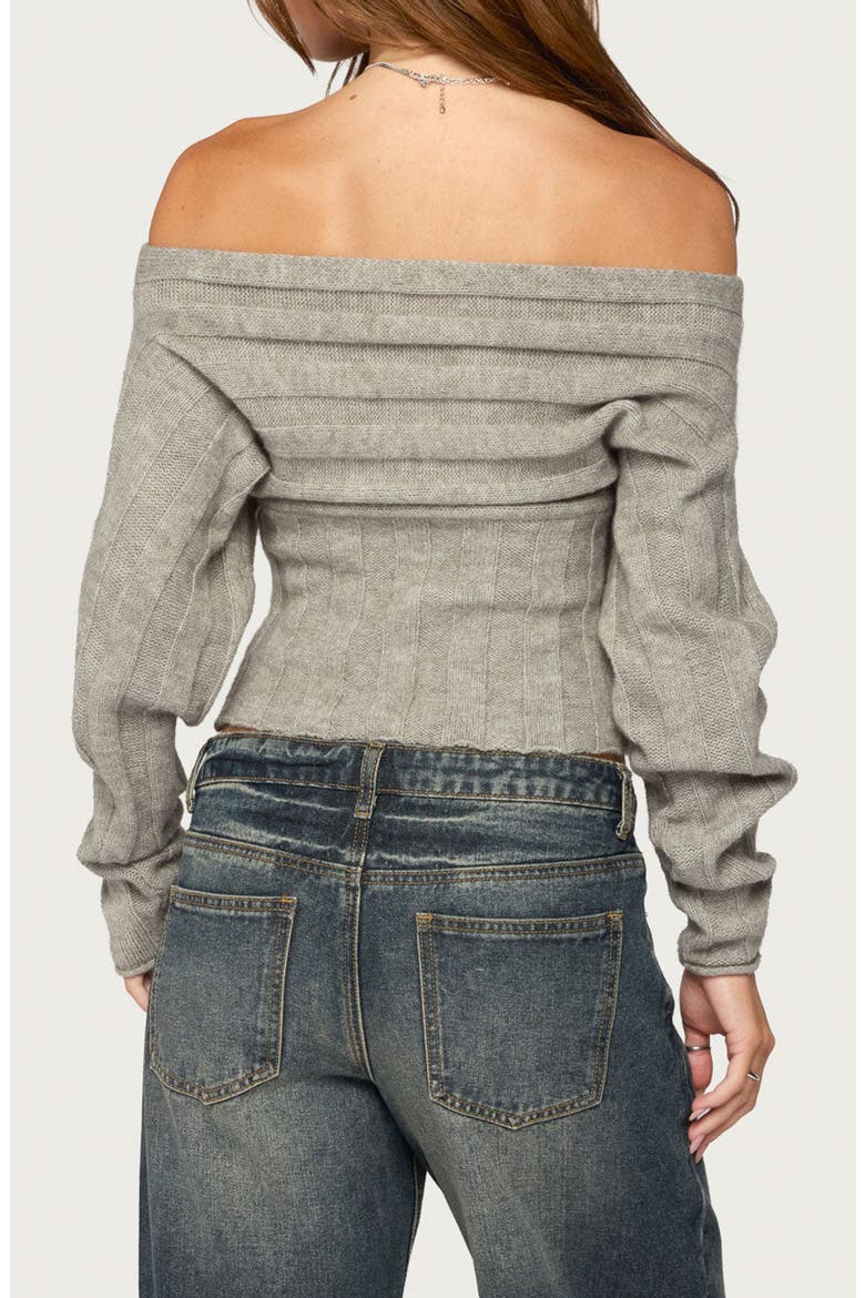 Leva Off the Shoulder Ribbed Sweater, Alternate, color, GRAY-MELANGE