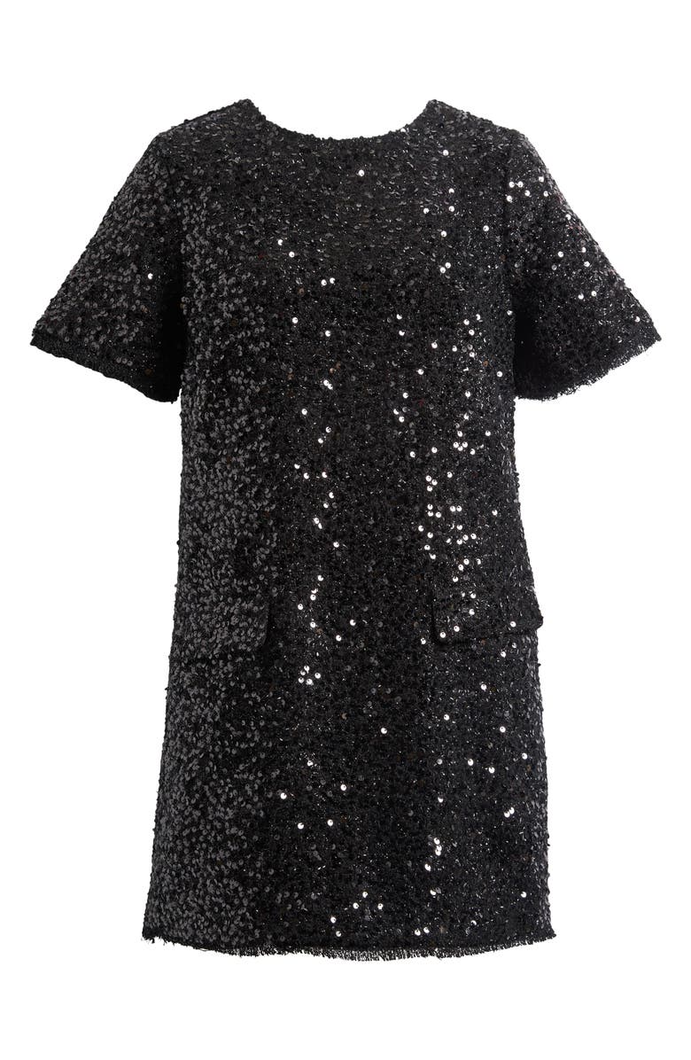 Friends Like These Sequin Bouclé Shift Minidress, Main, color, Black