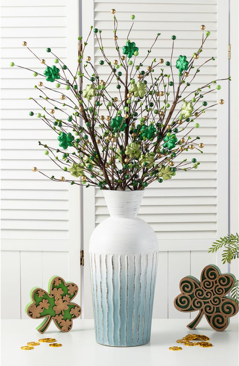 Glitzhome Set of 2 St. Patrick
s Berry 
Shamrock Picks, Alternate, color, Green