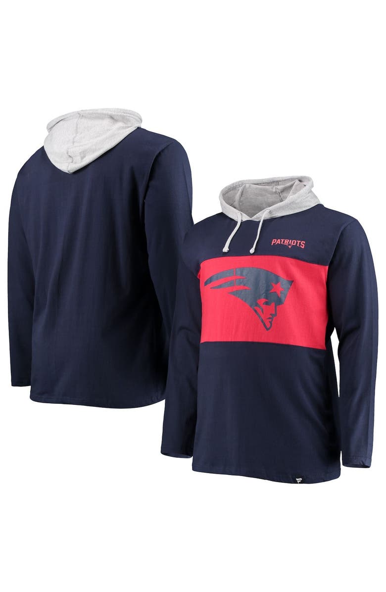 FANATICS Men's Fanatics Branded Navy New England Patriots Big & Tall Logo Hoodie Long Sleeve T-Shirt, Alternate, color, Navy