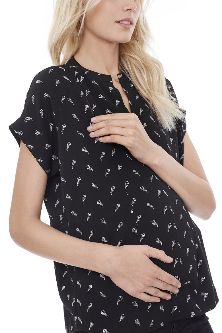 Carrie Stripe Maternity/Nursing Top, Alternate, color, BLACK ARROWHEAD