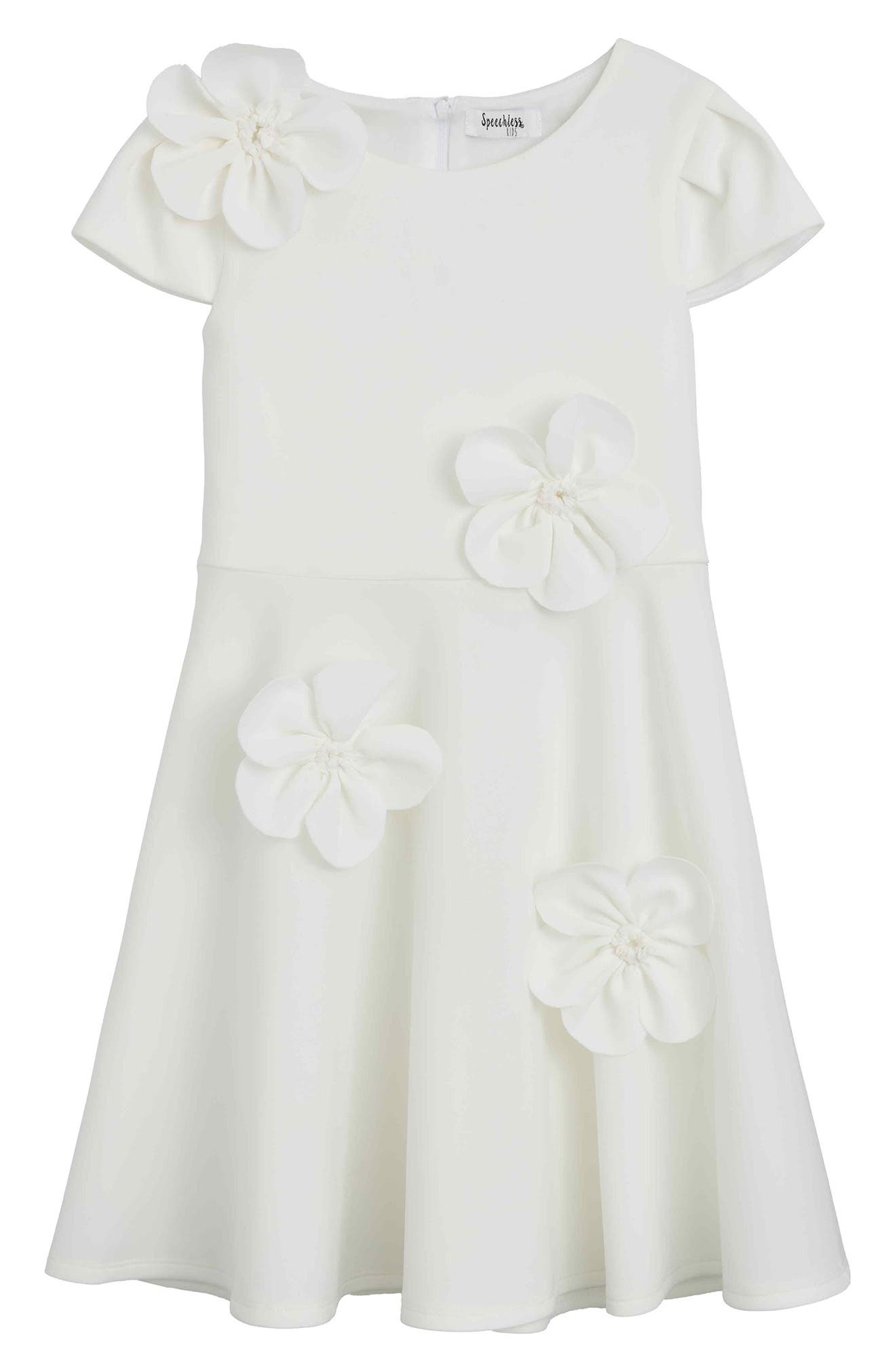 Speechless Kids' 3D Flower Techno Scuba Knit Dress