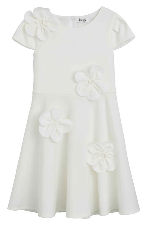 Kids' 3D Flower Techno Scuba Knit Dress (Big Kid)