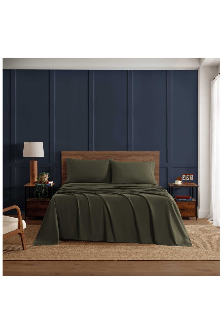 Essentials 200 Thread Count Cotton Percale Sheet Set, Alternate, color, OLIVE GREEN