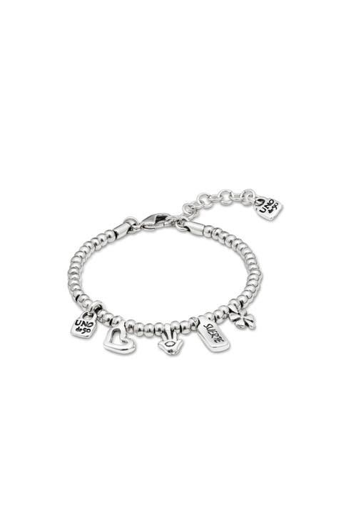 Sterling silver-plated beaded bracelet with charms