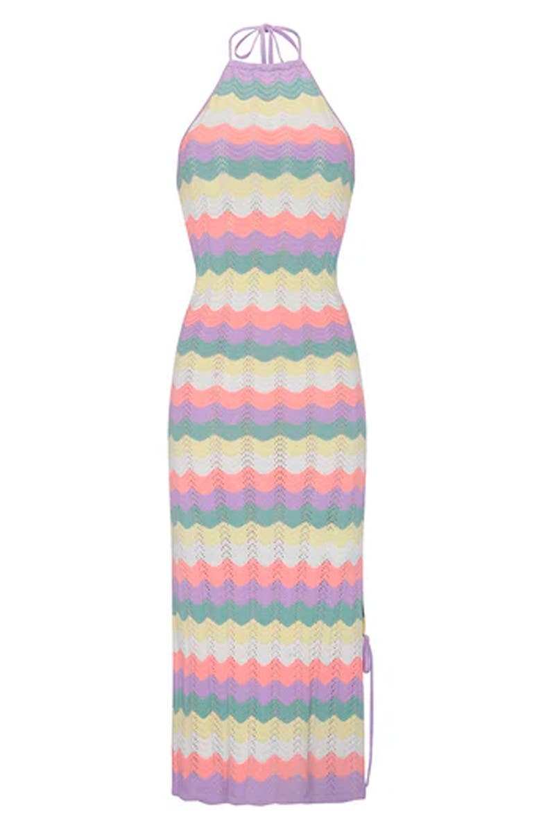 Capittana Corneila Crochet Cover-Up Halter Dress, Alternate, color, Pink Multi