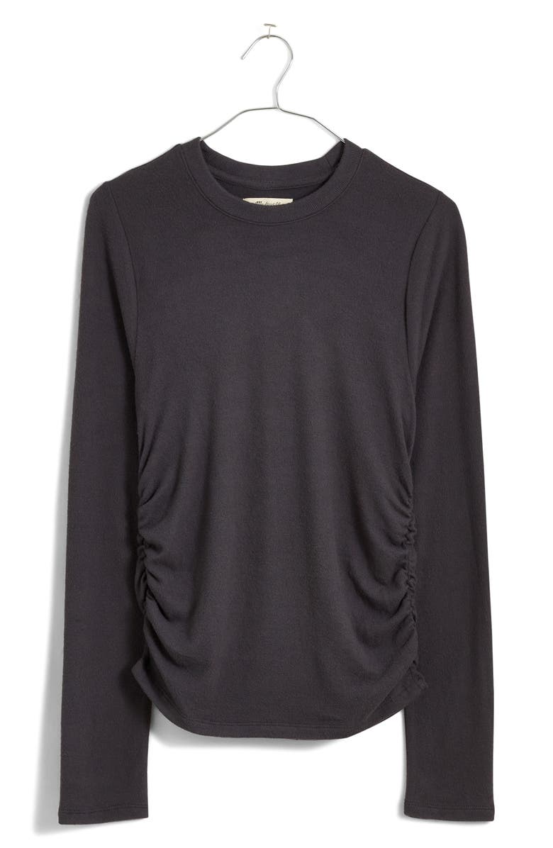 Madewell Brushed Jersey Ruched Long Sleeve T-Shirt, Main, color, 