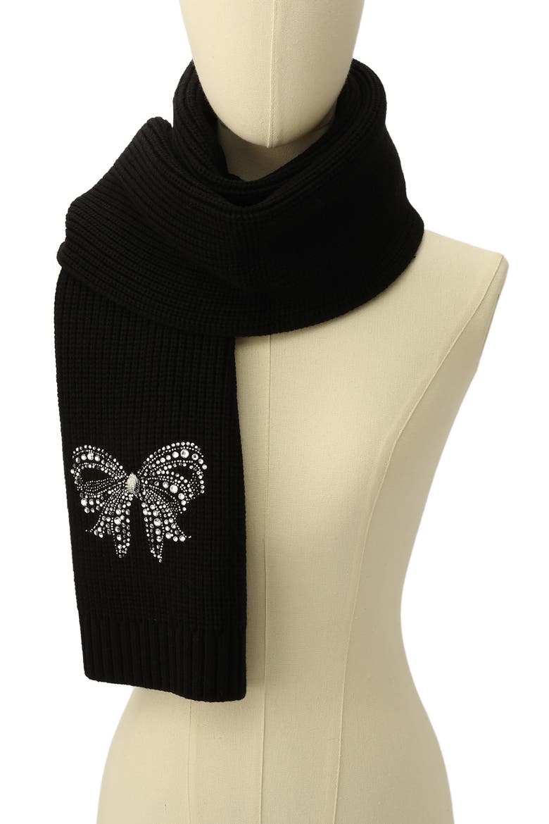 Crystal Bow Scarf, Alternate, color, BLACK