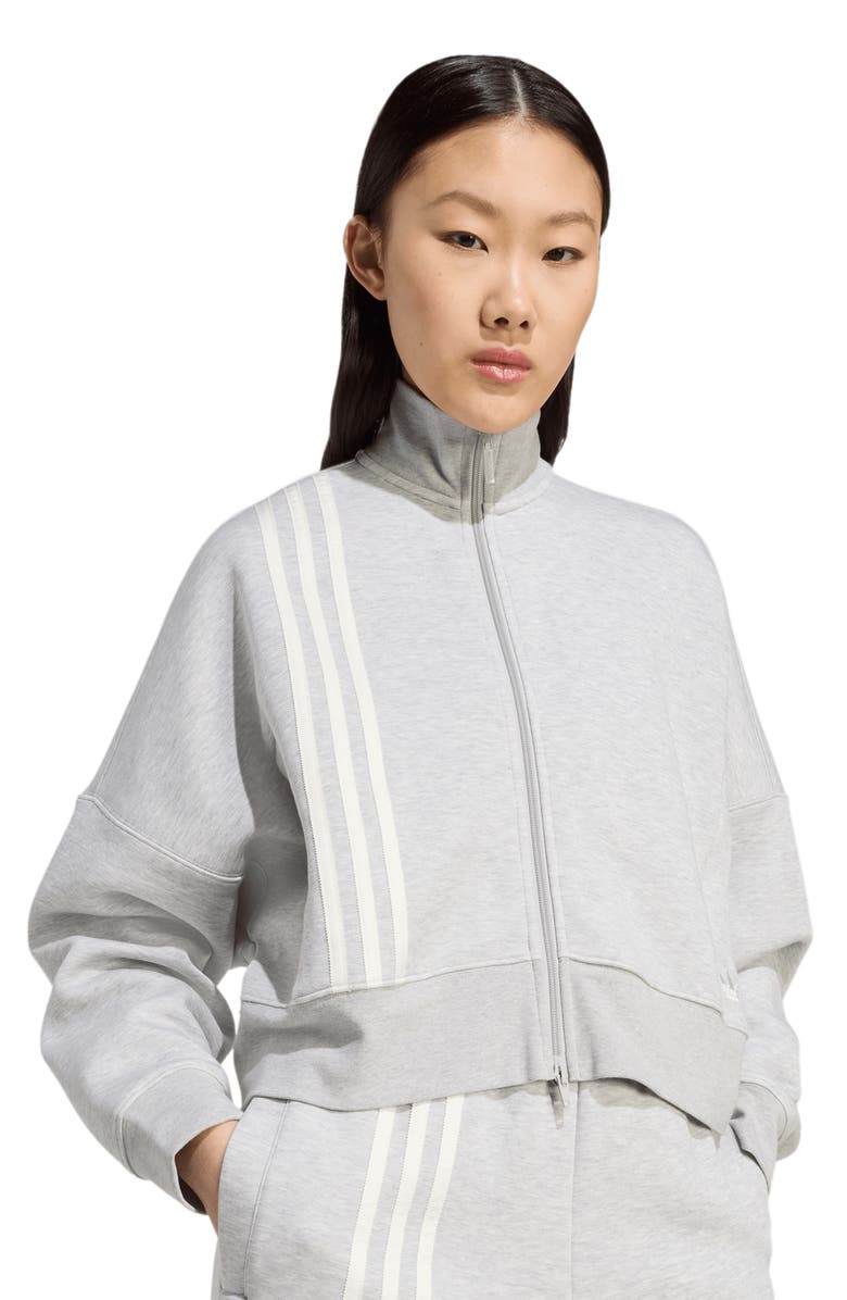 adidas 3-Stripes Zip Front Cotton Blend Jacket, Alternate, color, Grey Melange
