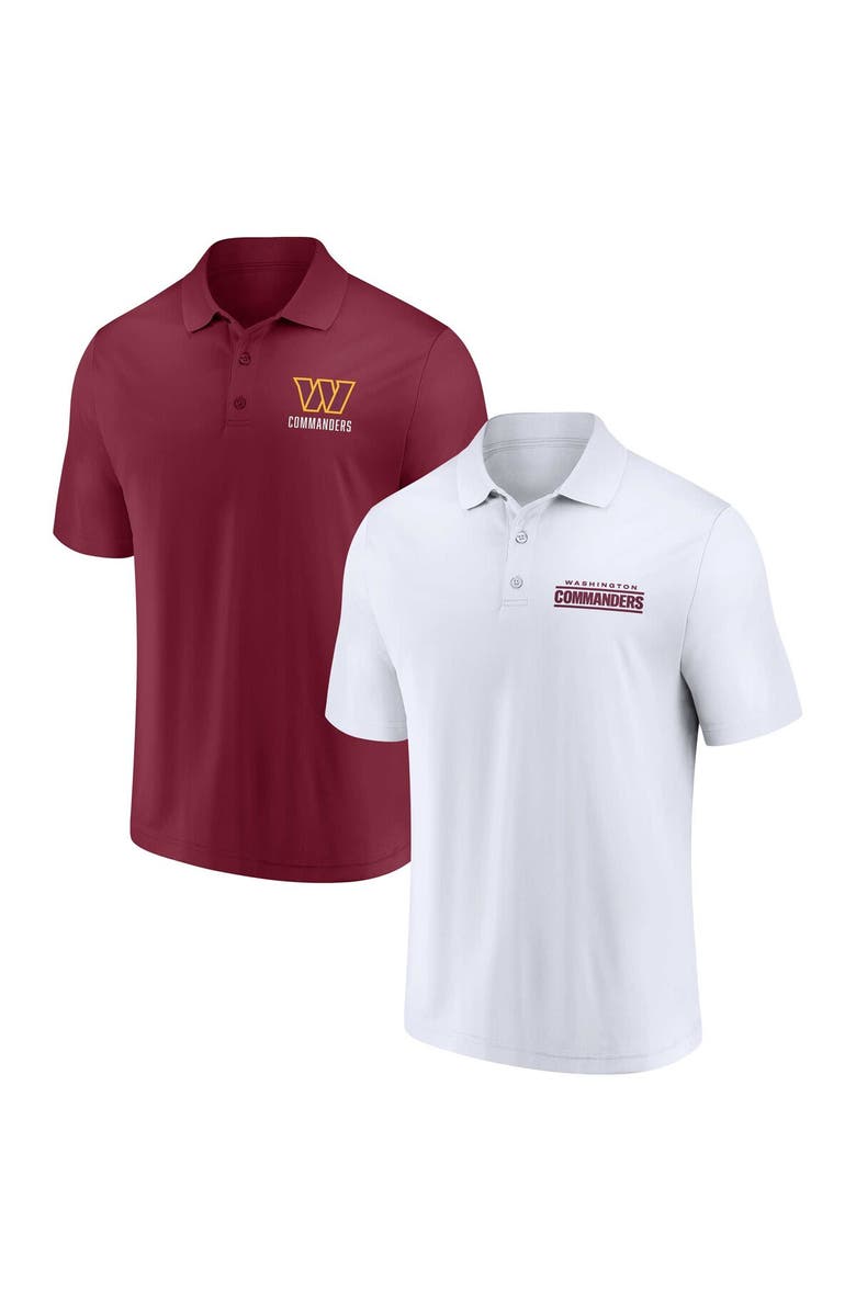 FANATICS Men's Fanatics Branded White/Burgundy Washington Commanders Lockup Two-Pack Polo Set, Main, color, 