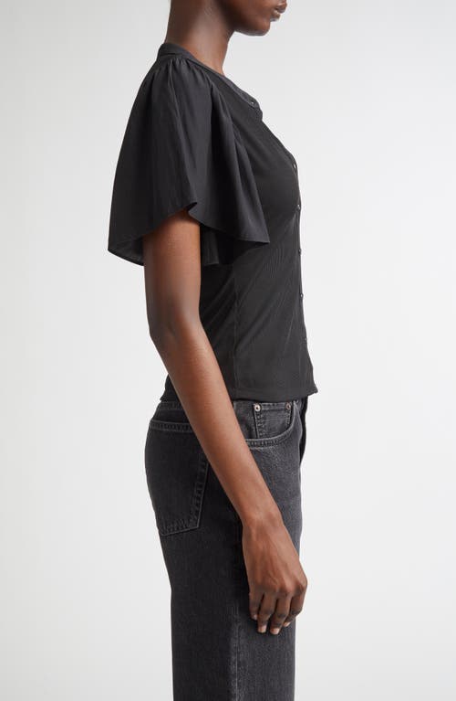 Shop Ramy Brook Colette Mixed Media Flutter Sleeve Top In Black
