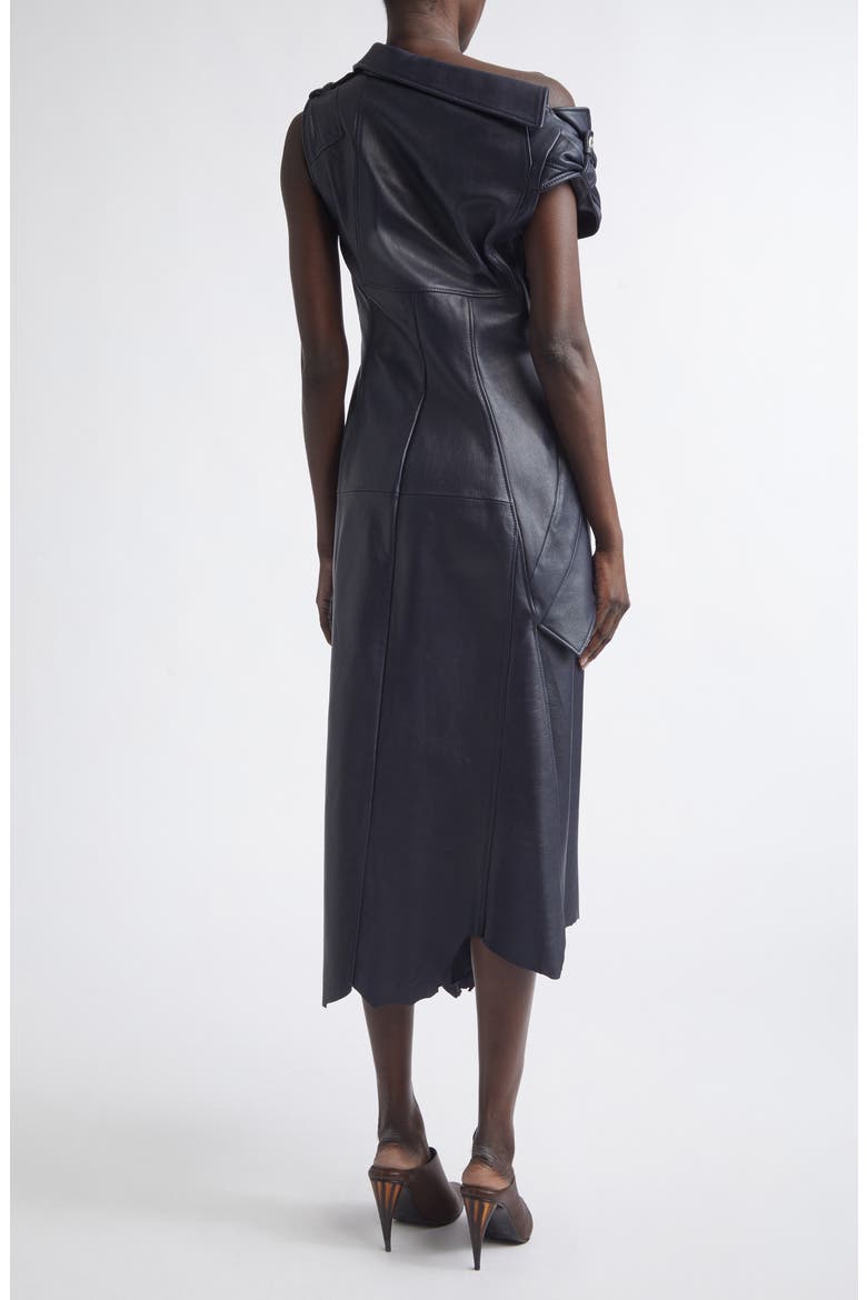 Asymmetric Leather Shirtdress, Alternate, color, NAVY