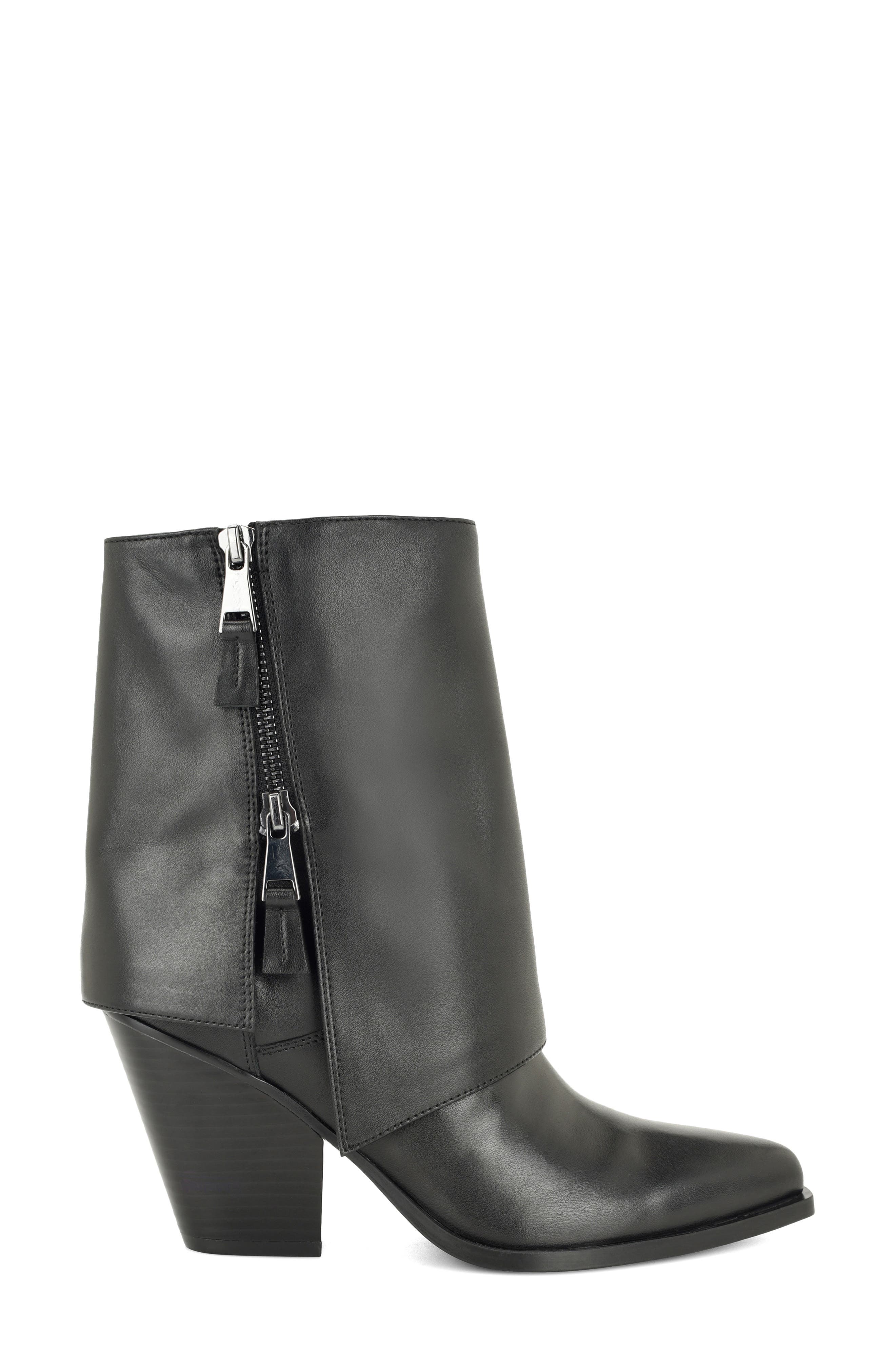 Umberto Pointed Toe Leather Bootie, Alternate, color, BLK01