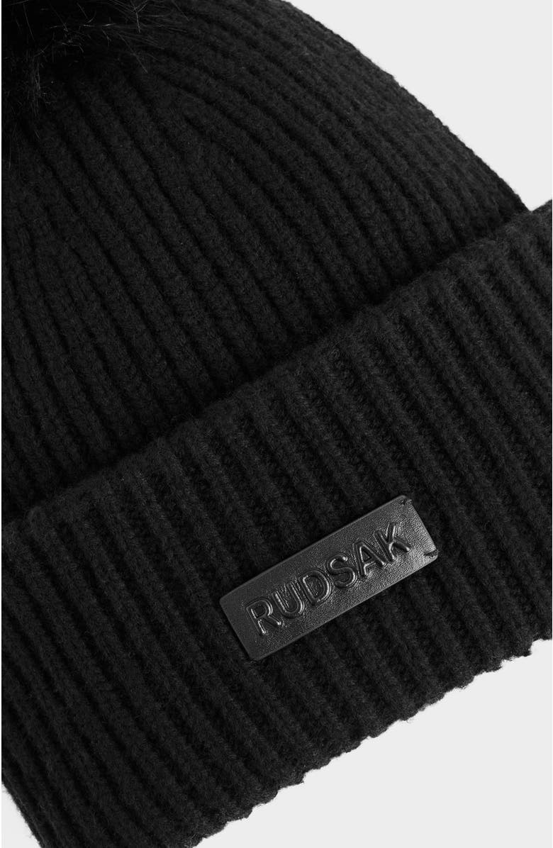 Rudsak Dara Knit Pom Pom Hat, Alternate, color, Black