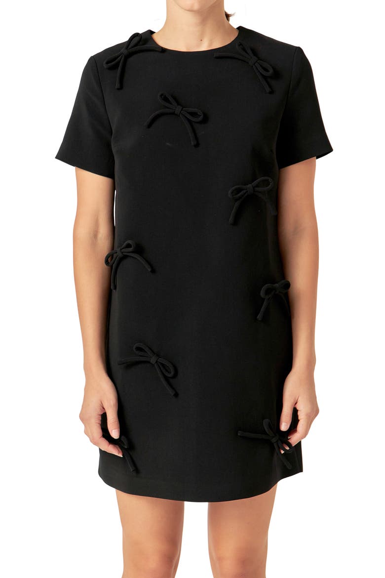 Bow T-Shirt Minidress, Alternate, color, BLACK