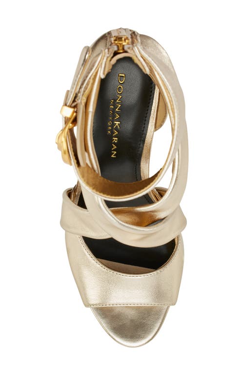 Donna Karan New York Clari Ankle Strap Peep Toe Sandal In White Gold