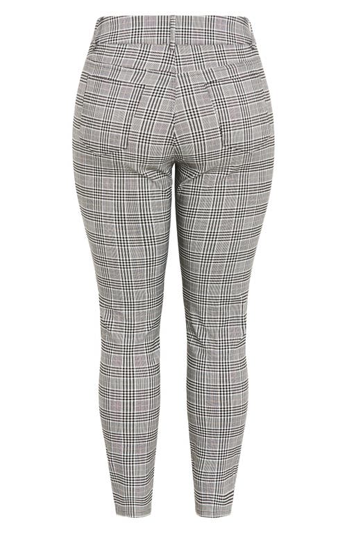 City Chic Bengaline Check Skinny Leg Pants In Black