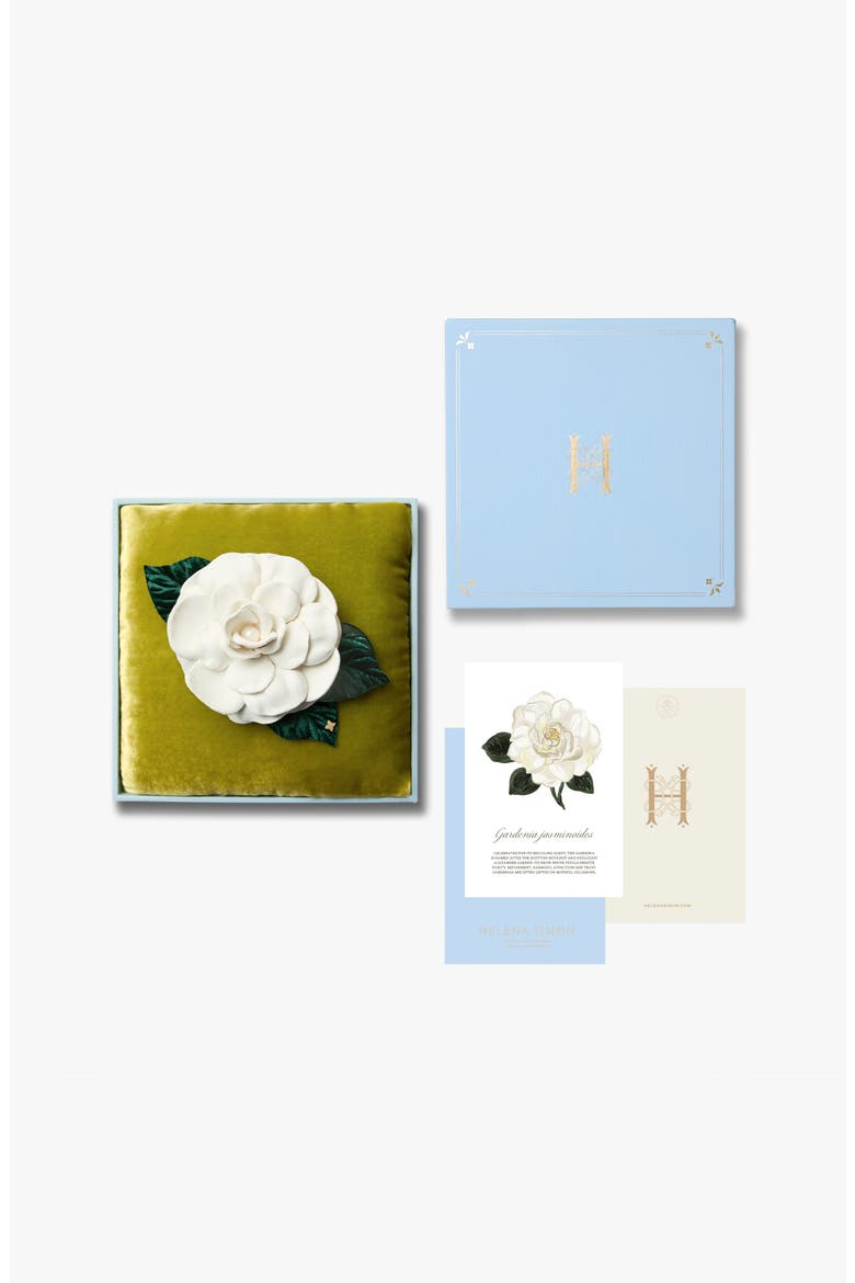The Small White Gardenia Floral Brooch, Alternate, color, White