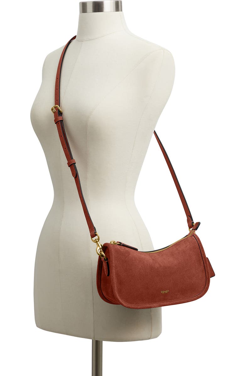 COACH Waverly Suede Shoulder Bag, Alternate, color, Clay