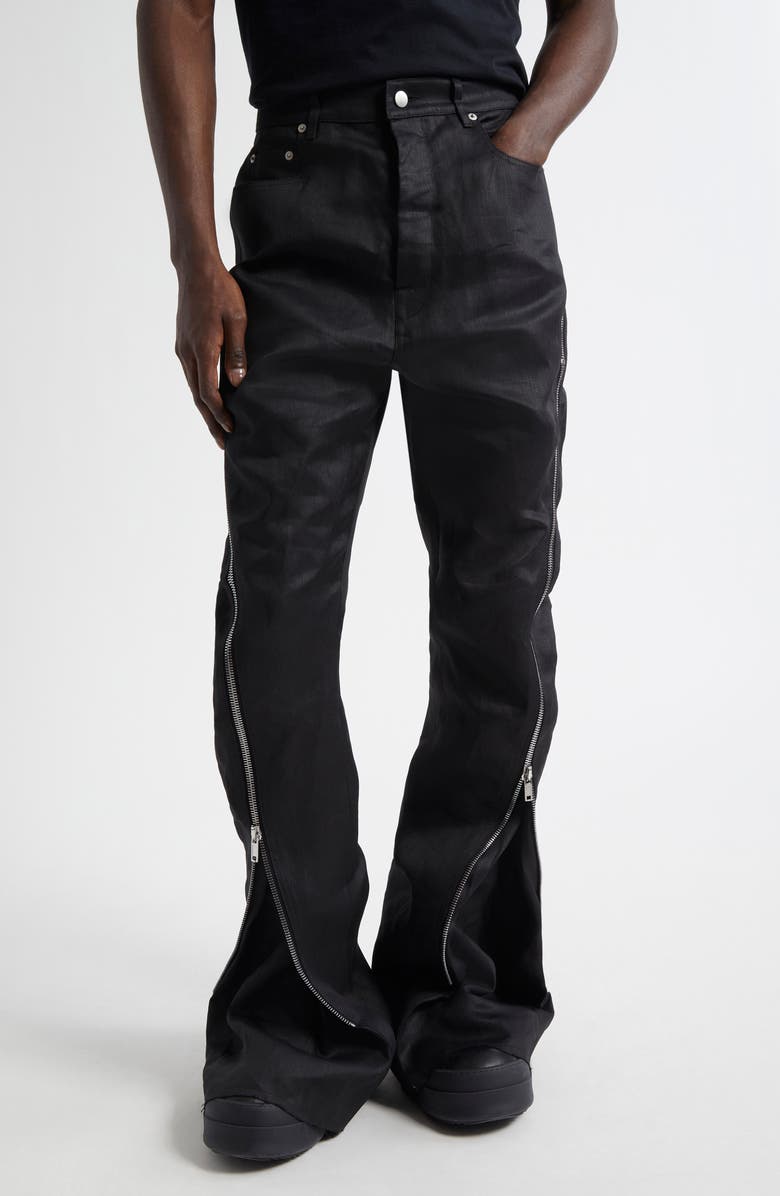 Rick Owens Bolan Banana Zip Raw Hem Jeans, Main, color, 