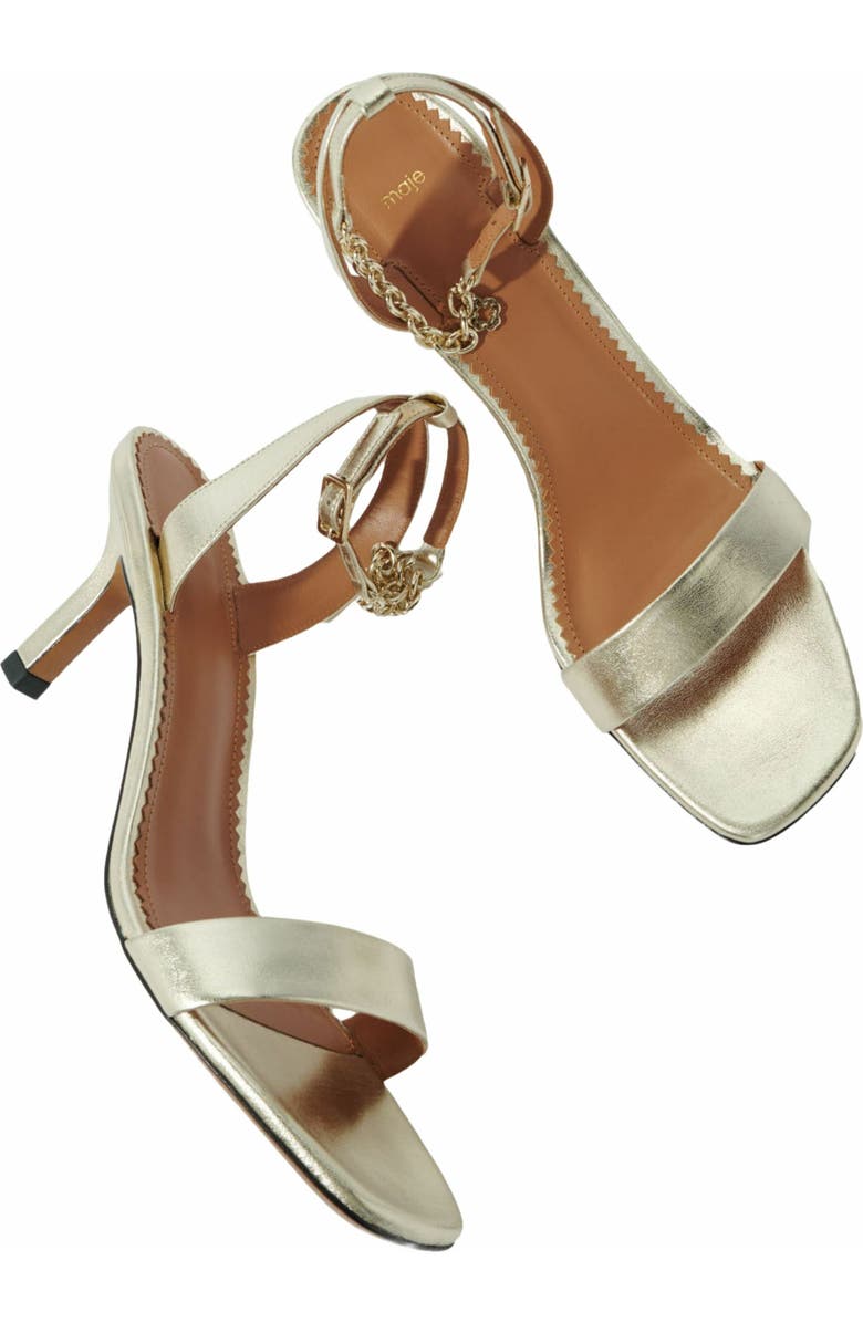 maje Gold metallic leather sandals, Alternate, color,