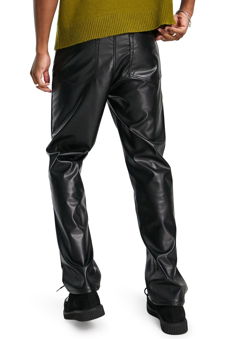 Faux Leather Dad Jeans, Alternate, color, BLACK