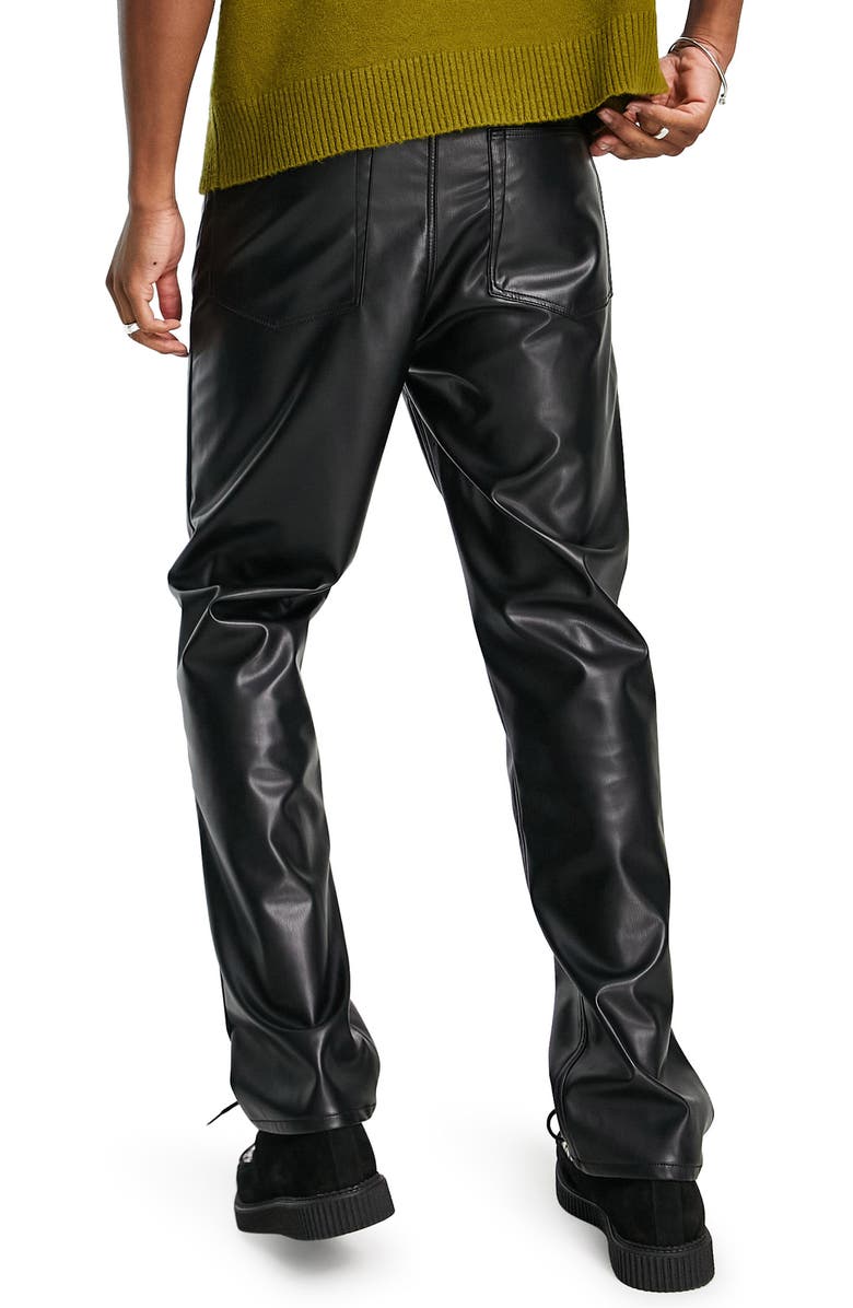 ASOS DESIGN Faux Leather Dad Jeans, Alternate, color, 