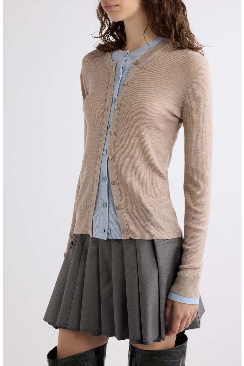 Kalet Silk & Wool Cardigan, Alternate, color, BEIGE/ LIGHT BLUE
